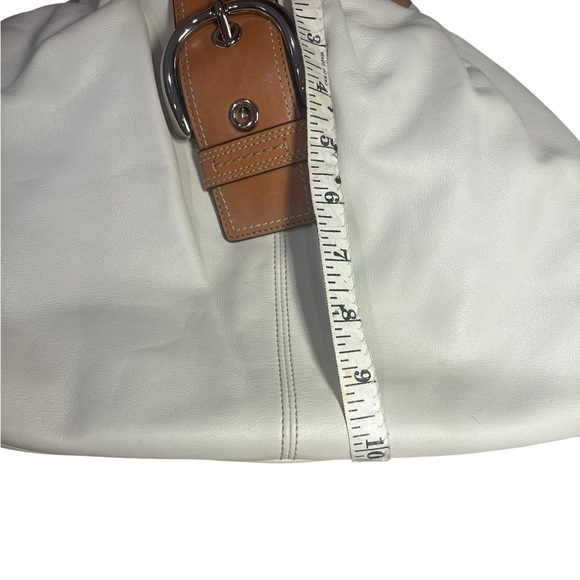 Coach Soho Small Leather Hobo Bag White Tan Buckle Shoulder Bag - Picture 4 of 12